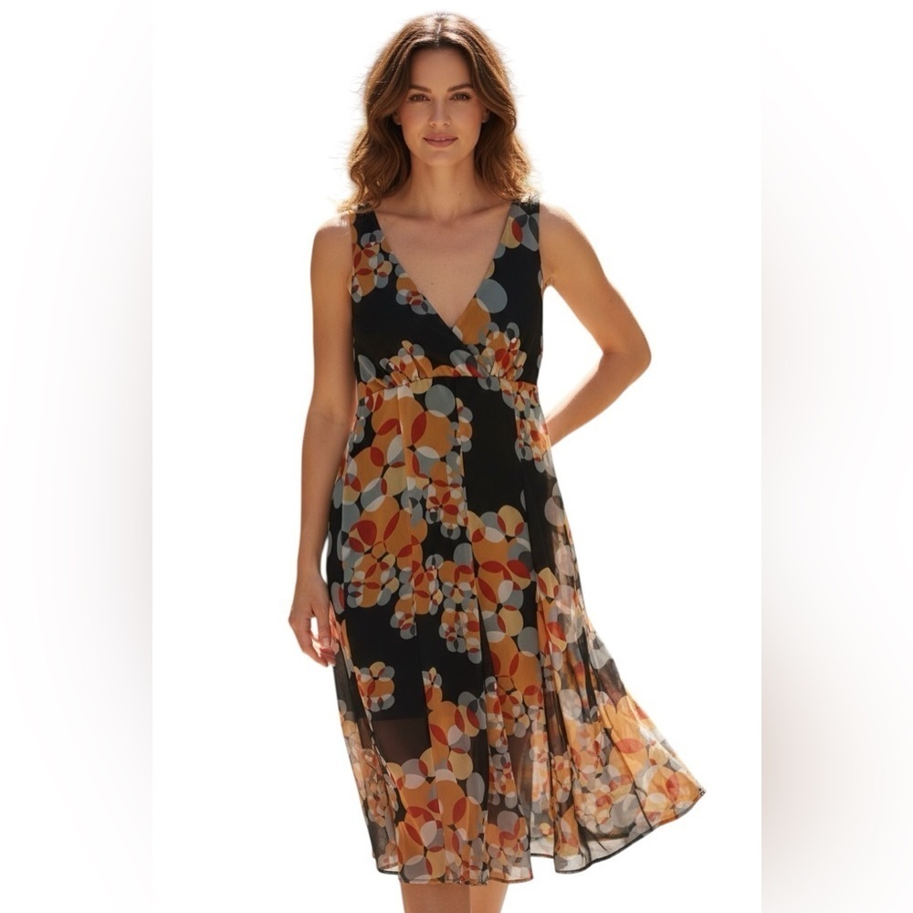 Jonathan Martin Studio Sleeveless Midi Dress Talla 12 – Abstract Print